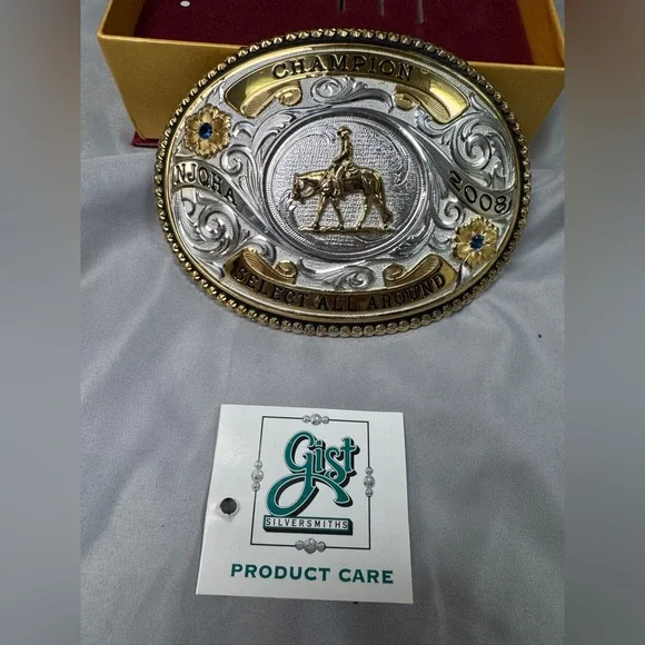 Gist Silversmiths NJQHA Champion Select All Around Belt Buckle 2008 NIB - Picture 3 of 12